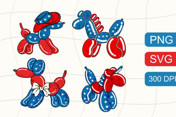 4th of July Balloon Dogs Clipart Svg Png: A Nostalgic Touch for Patriotic Designs