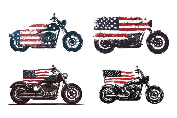 American Flag and Motorbike Vector
