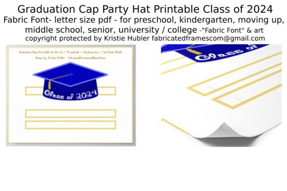 Blue Grad Cap Class 2024 White Glitter Craft