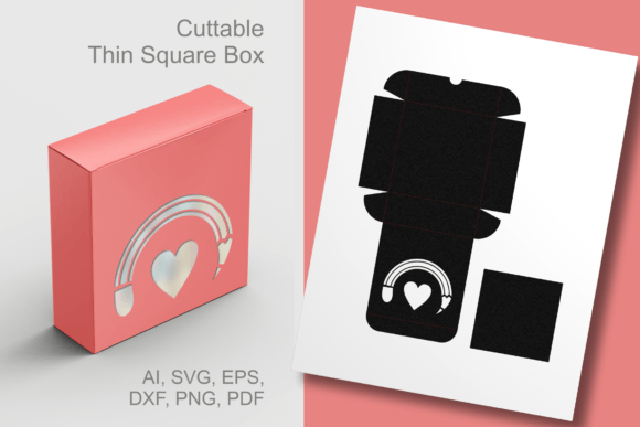 Pencil N Heart Thin Square Box Template – A Stylish Solution for Creative Packaging