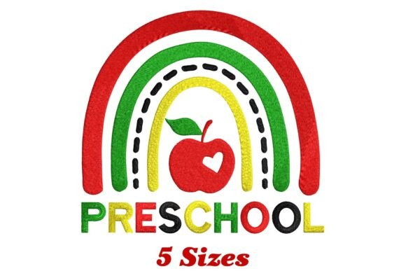 Preschool Rainbow: A Whimsical Embroidery Design for Creative Expression