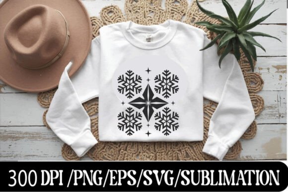 Retro Checkered Christmas Snowflakes PNG