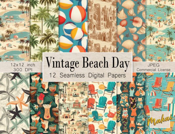 Vintage Beach Seamless Patterns